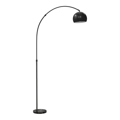 HOMCOM Arc Floor Lamp with a black faux marble base and a curved black metal arm