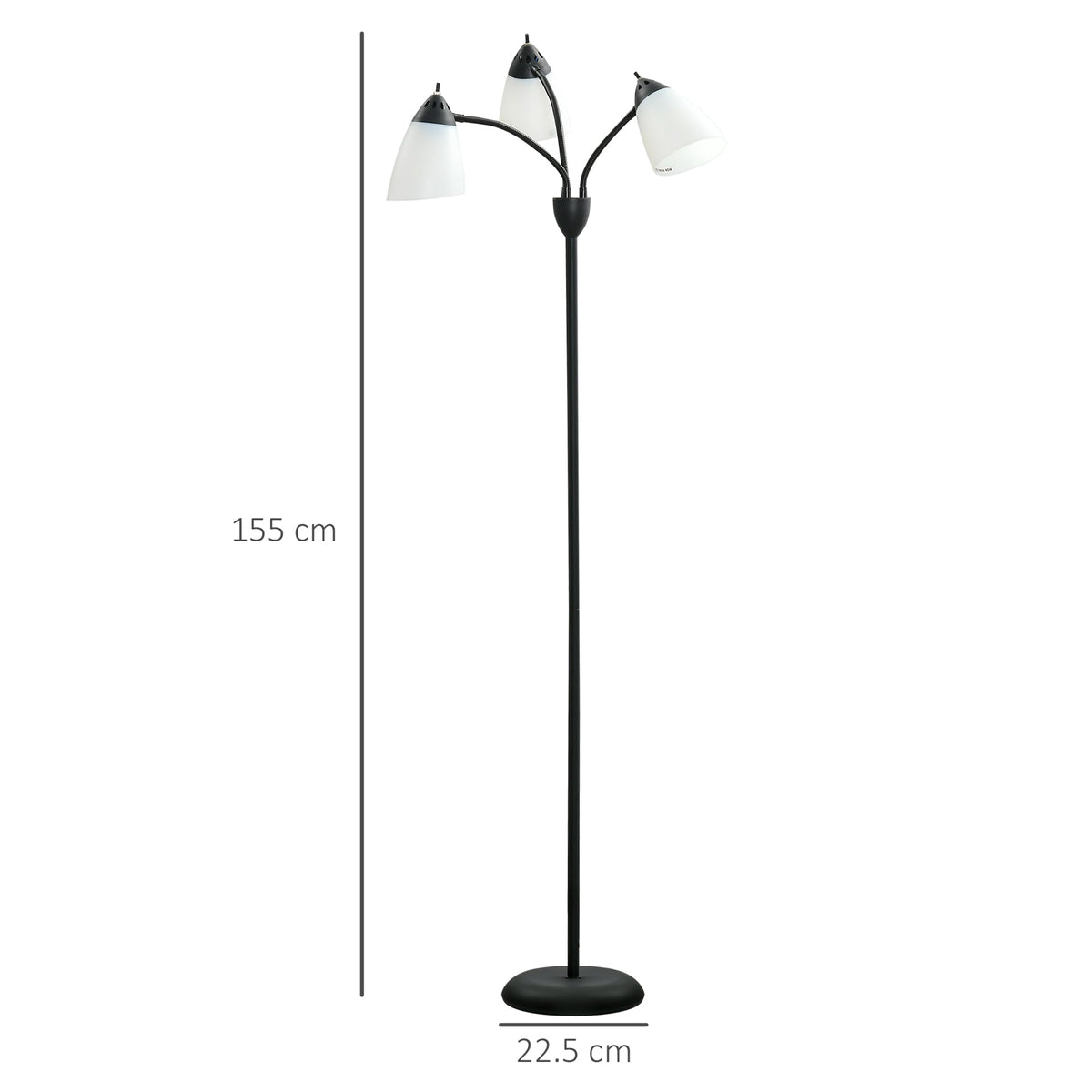 The arc tree floor lamp with dimensions shown