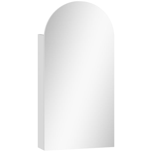 HOMCOM Arched Bathroom Mirror Cabinet with Adjustable Glass Shelves, a white cabinet with an arched mirror door