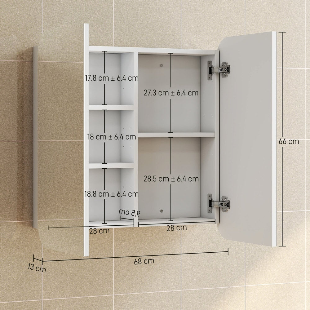 Dimensions diagram for the arched bathroom mirror cabinet