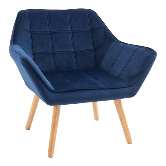 HOMCOM Armchair Accent Chair in blue with wooden legs and a slanted backrest
