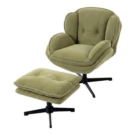 HOMCOM Armchair with Adjustable Footstool in Green