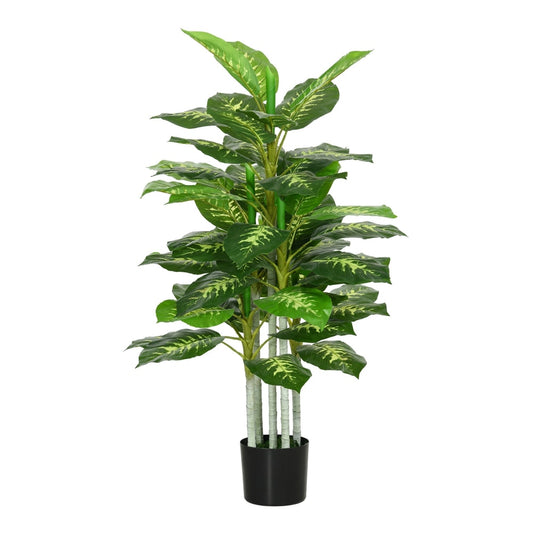 HOMCOM Artificial Evergreen Tree fake decorative plant in a black nursery pot