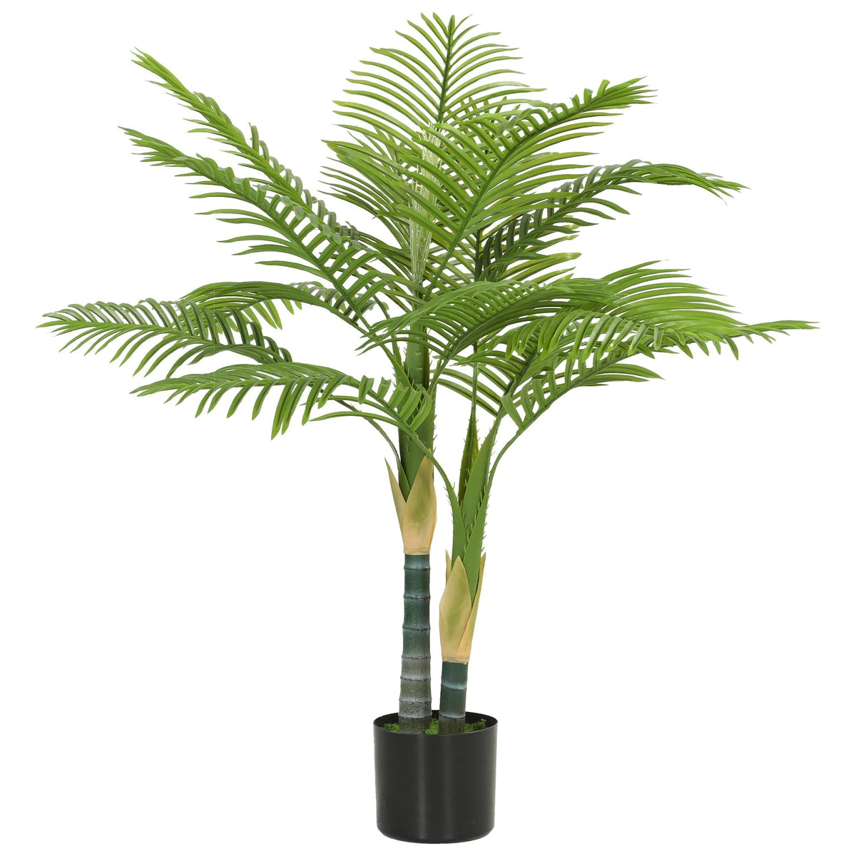 HOMCOM Artificial Palm Tree with 14 PEVA Leaves, a decorative plant in a black pot