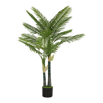 HOMCOM Artificial Palm Tree with 16 PEVA Leaves, a tall green plant in a black pot