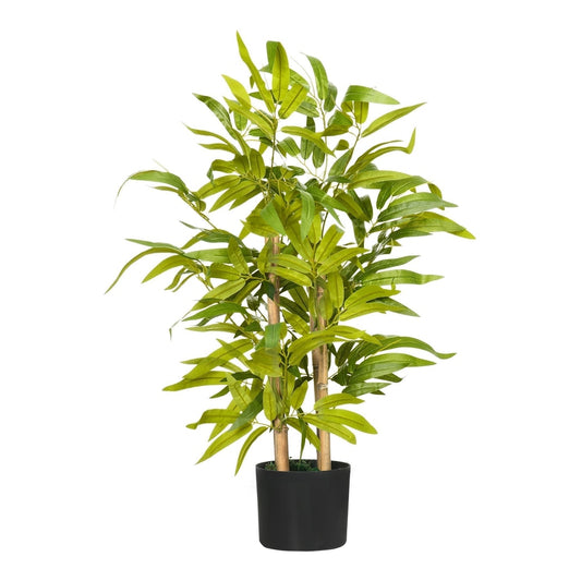 HOMCOM Artificial Plants Bamboo Tree in a black pot, a realistic indoor plant with green leaves and bamboo stalks