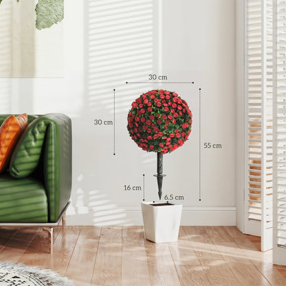 The artificial rose topiary plant with size indicators