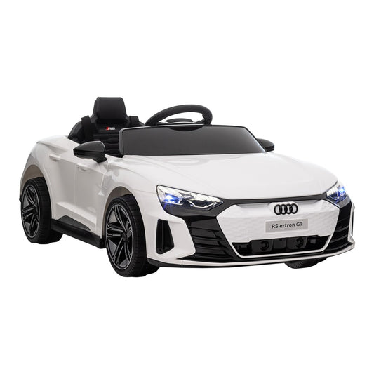 HOMCOM Audi Licensed 12V Kids Electric Ride-On in white with illuminated headlights