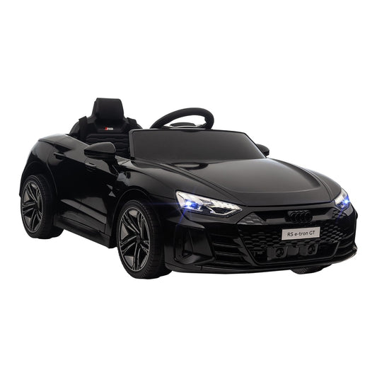 HOMCOM Audi Licensed 12V Kids Electric Ride-On, a black car with headlights on, parked outside