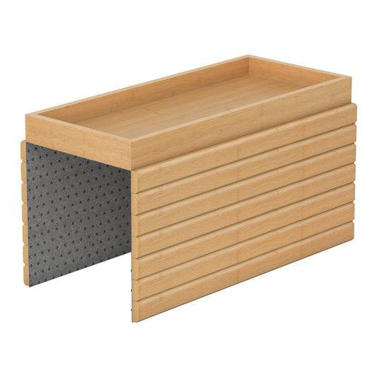 HOMCOM Bamboo Sofa Arm Tray, a natural wood finish tray with a grey textured underside