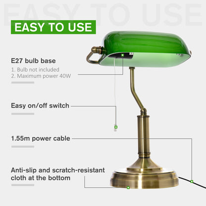 Close up of a banker's lamp showing the pull rope switch and power cable