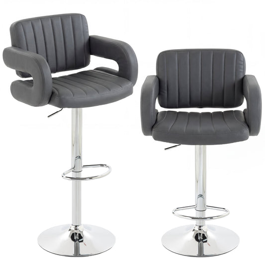 HOMCOM Bar Stools shown from the front and side angles against a plain white background