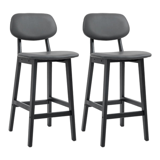 HOMCOM Bar Stools Set of 2 in dark grey with black wooden legs and backrests