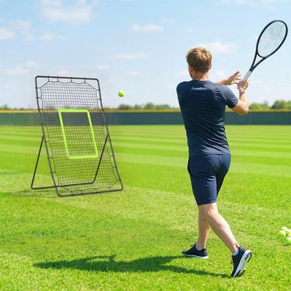 The baseball rebounder net is used for tennis practice