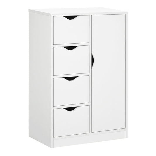 HOMCOM Bathroom Cabinet, a white storage cabinet with four drawers and a cupboard door