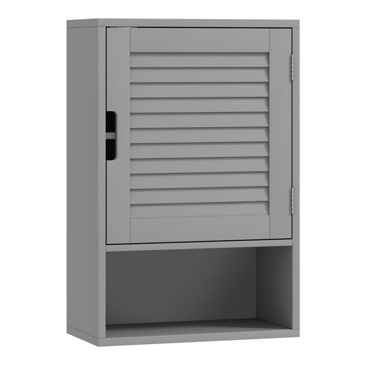 HOMCOM Bathroom Cabinet wall mounted storage with one door and an open shelf below
