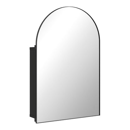 HOMCOM Bathroom Mirror Cabinet with Mirror, an arched black wall mounted bathroom cabinet with storage shelves