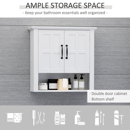 The storage cabinet displaying bathroom essentials on the shelf with icons below