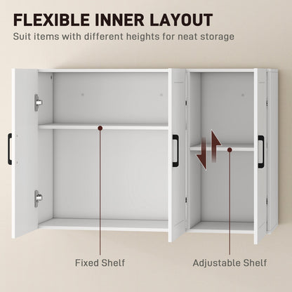 The bathroom cabinet with shelves, one fixed and one adjustable
