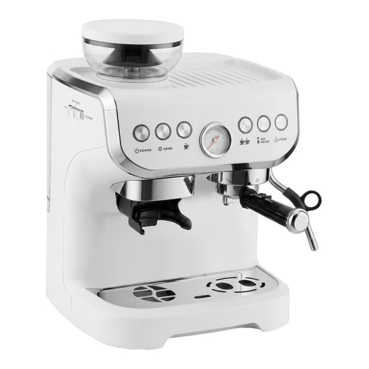 HOMCOM Bean to Cup Coffee Machine with integrated bean grinder and steam wand in white