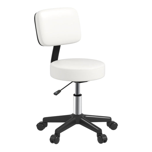 HOMCOM Beautician's Swivel Salon Chair in white with a padded seat and five rolling castor wheels