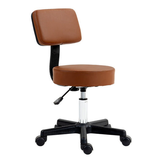 HOMCOM Beautician's Swivel Salon Chair in brown with a padded seat and backrest on a wheeled base