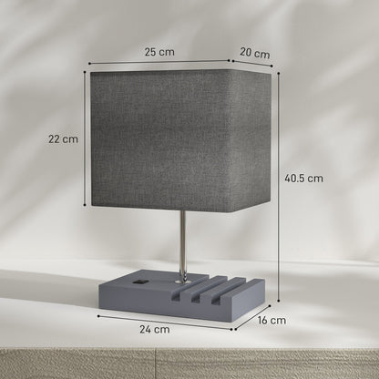 The table lamp shown against a plain background with lines indicating its overall dimensions