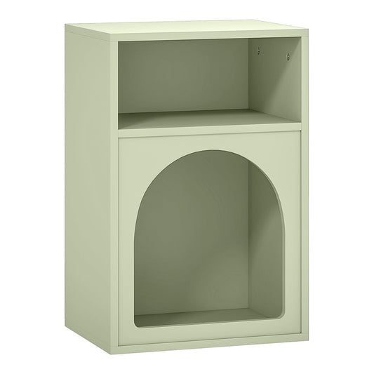 HOMCOM Bedside Table with 2 Open Compartments in light green with an arched lower shelf