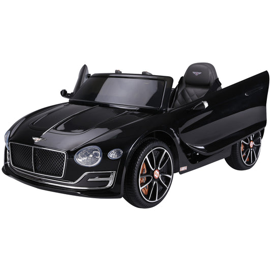 HOMCOM Bentley GT Licensed 12V Electric Car, a black ride-on car with doors open
