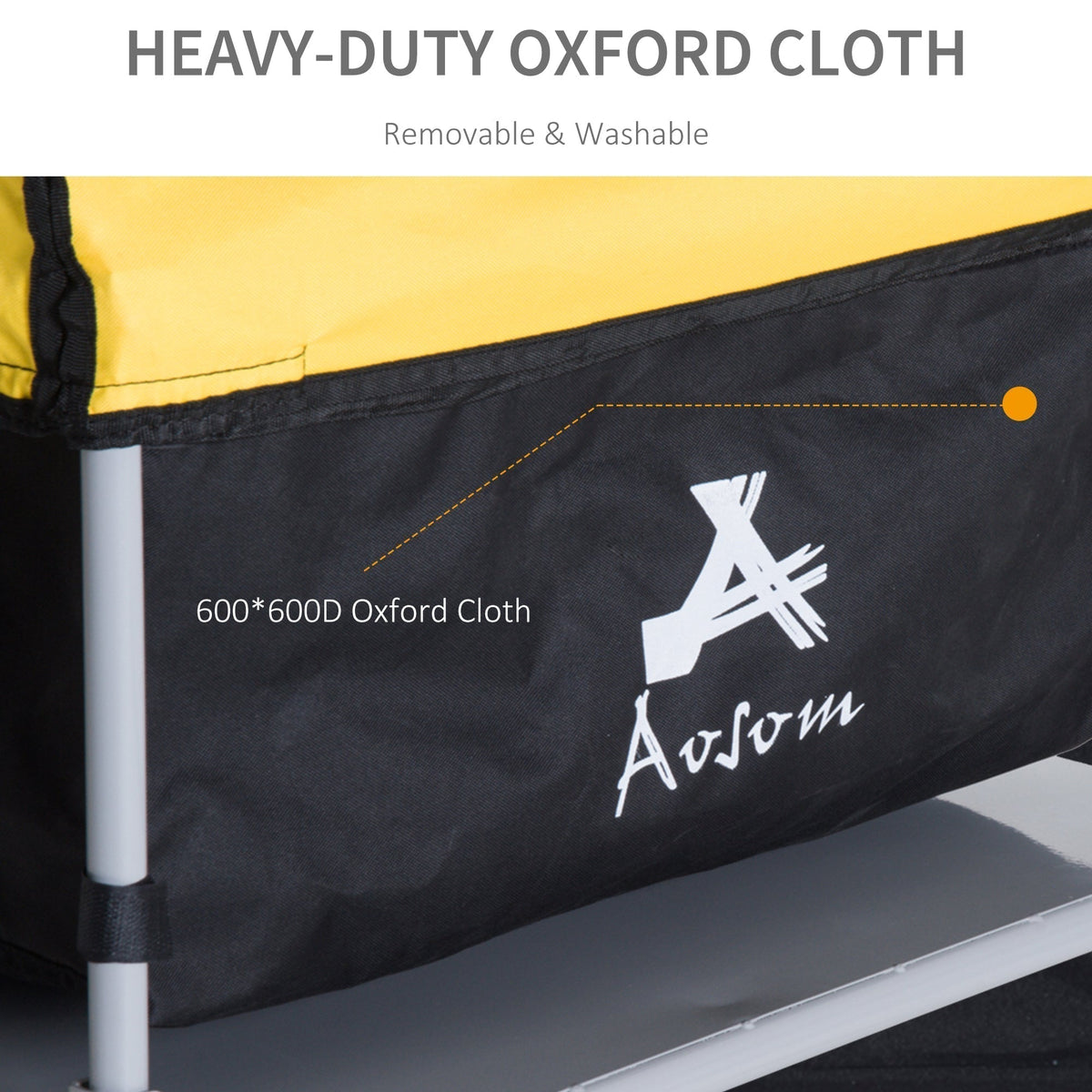 Close up of the heavy-duty Oxford cloth material of the bicycle cargo trailer