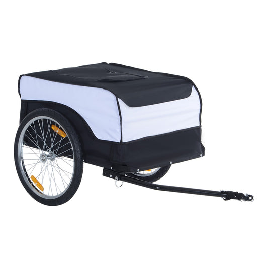 HOMCOM Bike Trailer Cargo in Steel Frame Extra Bicycle Storage Carrier in White and Black