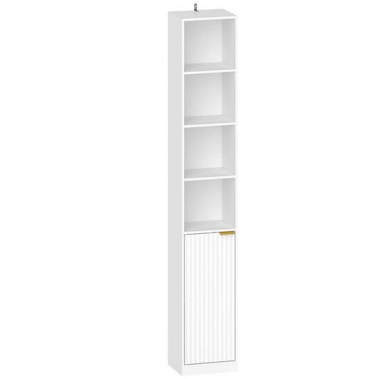 HOMCOM Bookcase featuring five open shelves and a bottom storage cabinet with a ribbed door