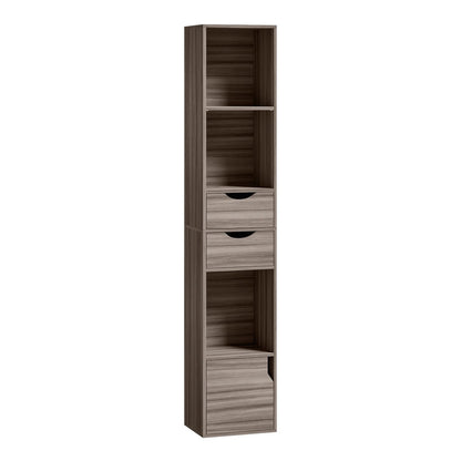 HOMCOM Bookcase tall grey unit with two drawers and a cabinet at the bottom