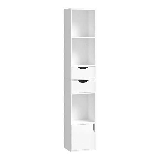 HOMCOM Bookcase with drawers and cabinet, a tall white unit with shelves