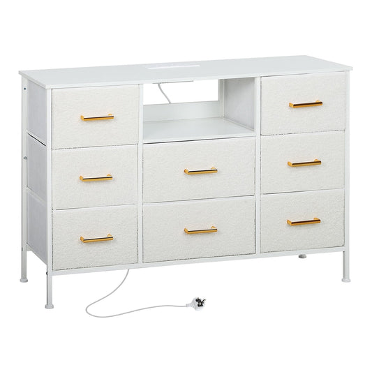 HOMCOM Boucle Chest of Drawers with eight fabric drawers and a steel frame