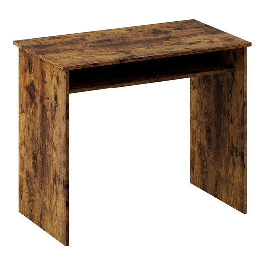 HOMCOM Boxy Work Desk with a wood-effect finish and an open shelf above the legs