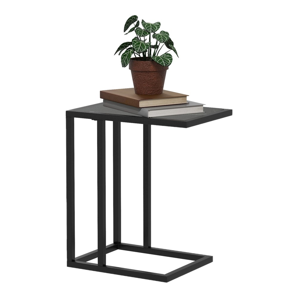 HOMCOM C Shape Bedside Table in Black
