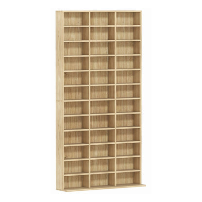 HOMCOM CD Storage Unit with Adjustable Shelves, a tall wooden bookcase with many shelves
