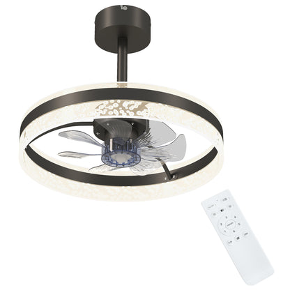 HOMCOM Ceiling Fan with LED Light and Remote in Black