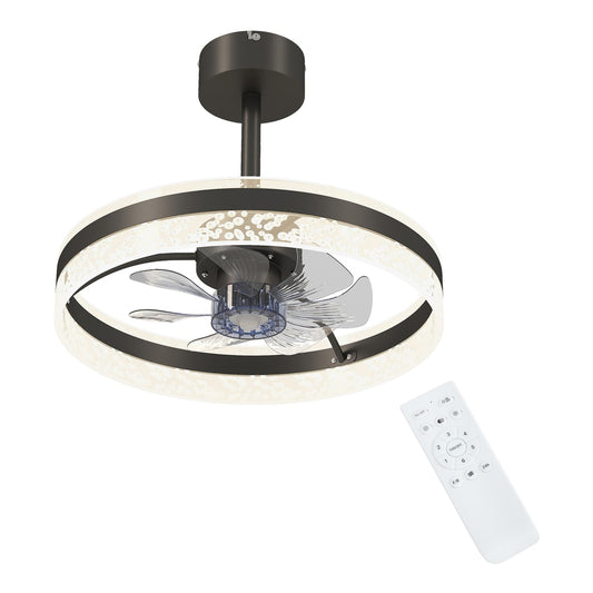 HOMCOM Ceiling Fan with LED Light and Remote in Black