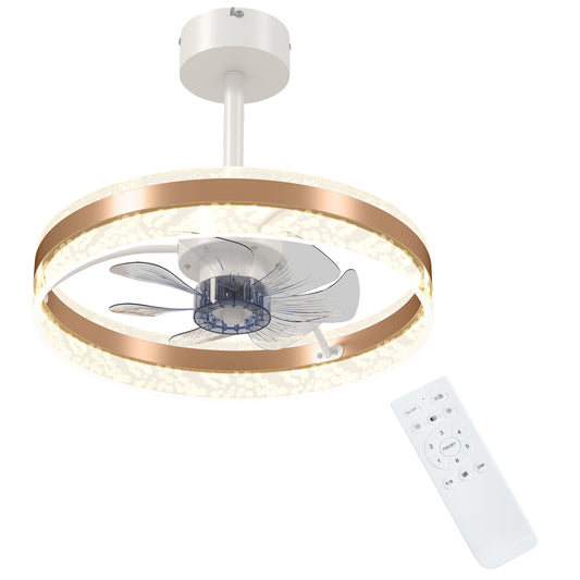 HOMCOM Ceiling Fan with LED Light and Remote in Gold Tone