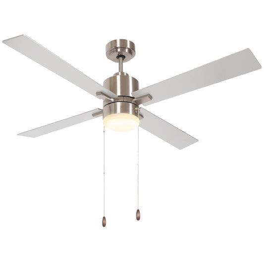 HOMCOM Ceiling Fan with LED Light in Silver and Natural Tone