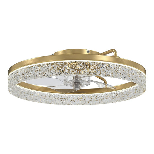 HOMCOM Ceiling Fan with Lights featuring a gold tone frame and a textured crystal effect ring