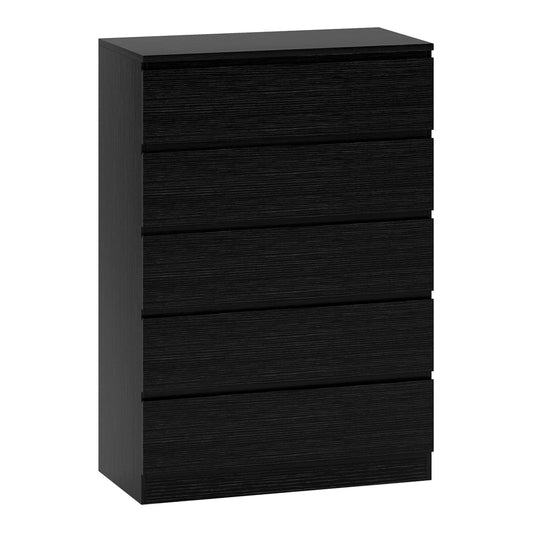 HOMCOM Chest of Drawers, a modern black five-drawer storage cabinet with a wood grain effect finish