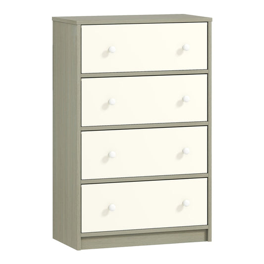 HOMCOM Chest of Drawers, a white and grey dresser with four fabric drawers
