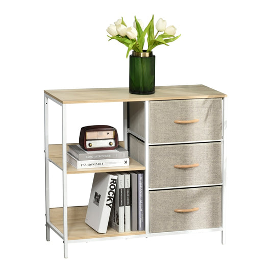 HOMCOM Chest of Drawers Storage Dresser Cabinet Organizer with three drawers and two open shelves