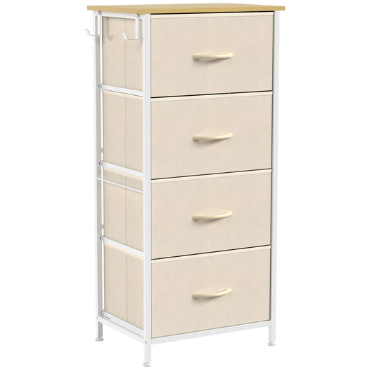 HOMCOM Chest of Drawers with 4 Fabric Drawers in Beige