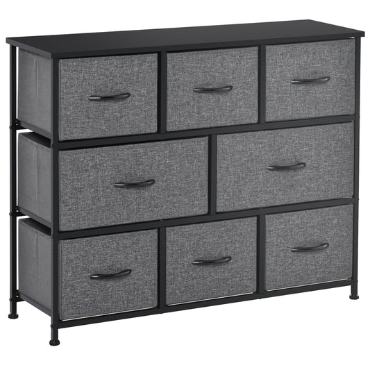 HOMCOM Chest of Drawers with 8 Foldable Drawers in Dark Grey