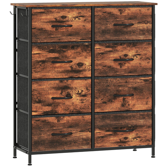 HOMCOM Chest of Eight Fabric Drawers in Rustic Brown