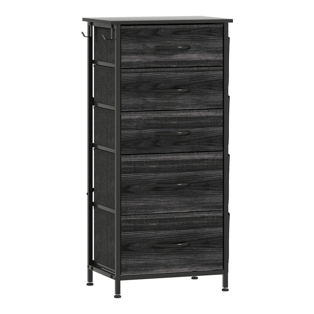 HOMCOM Chest of Five Fabric Drawers in Black